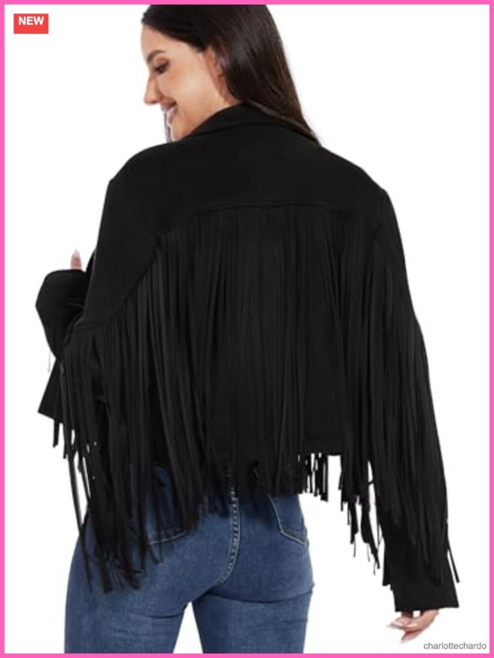 Faux Suede Fringe Leather Jacket Aviator Cowgirl Western
